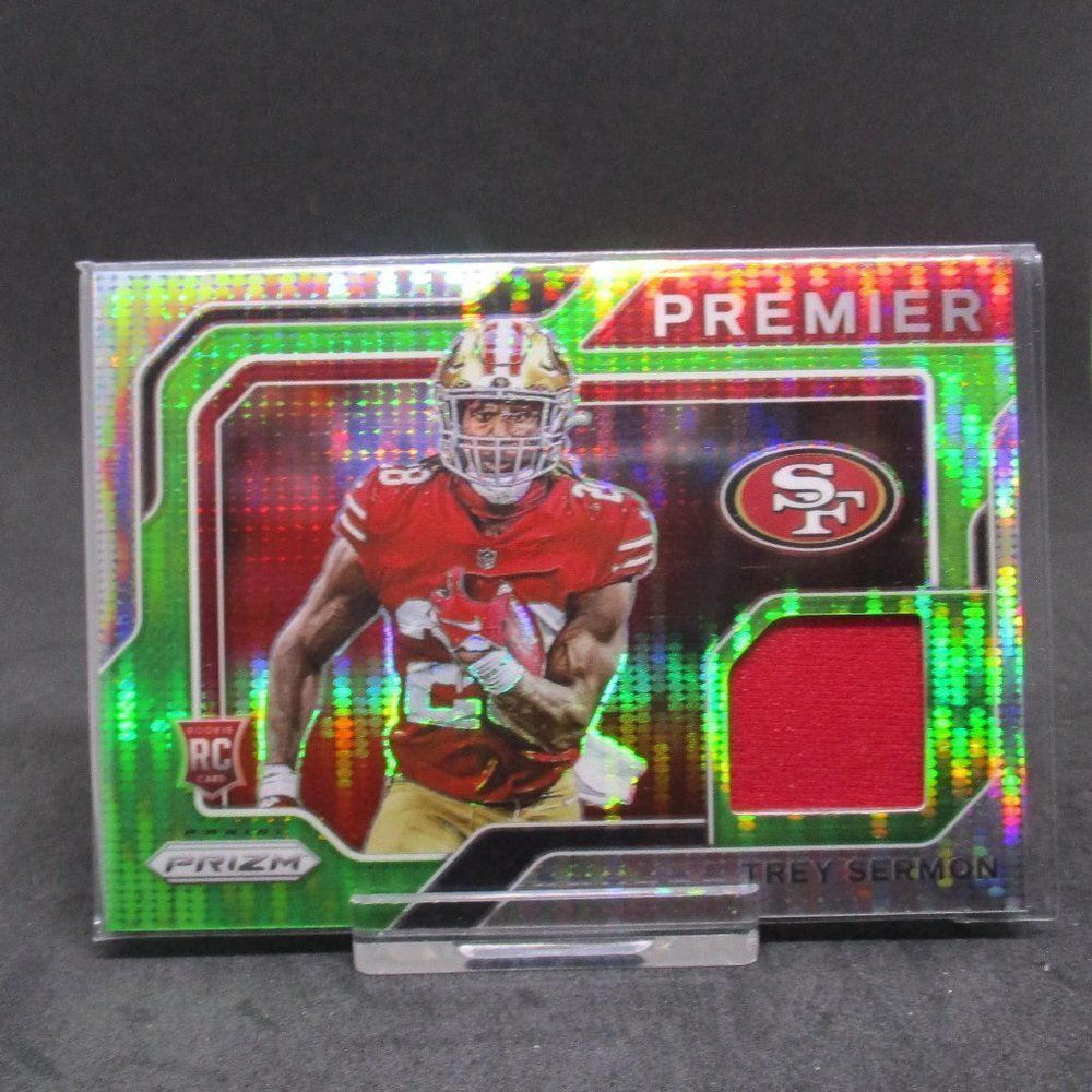 2021 Panini Prizm Premier Jersey Green Pulsar Trey Sermon #PJ-20 RC Rookie Relic